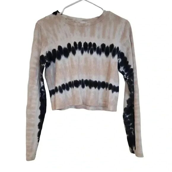 GB Giani Bernini Girl's Tan/Navy Cotton/Spandex Cropped Long Sleeve T-Shirt - Picture 2 of 9